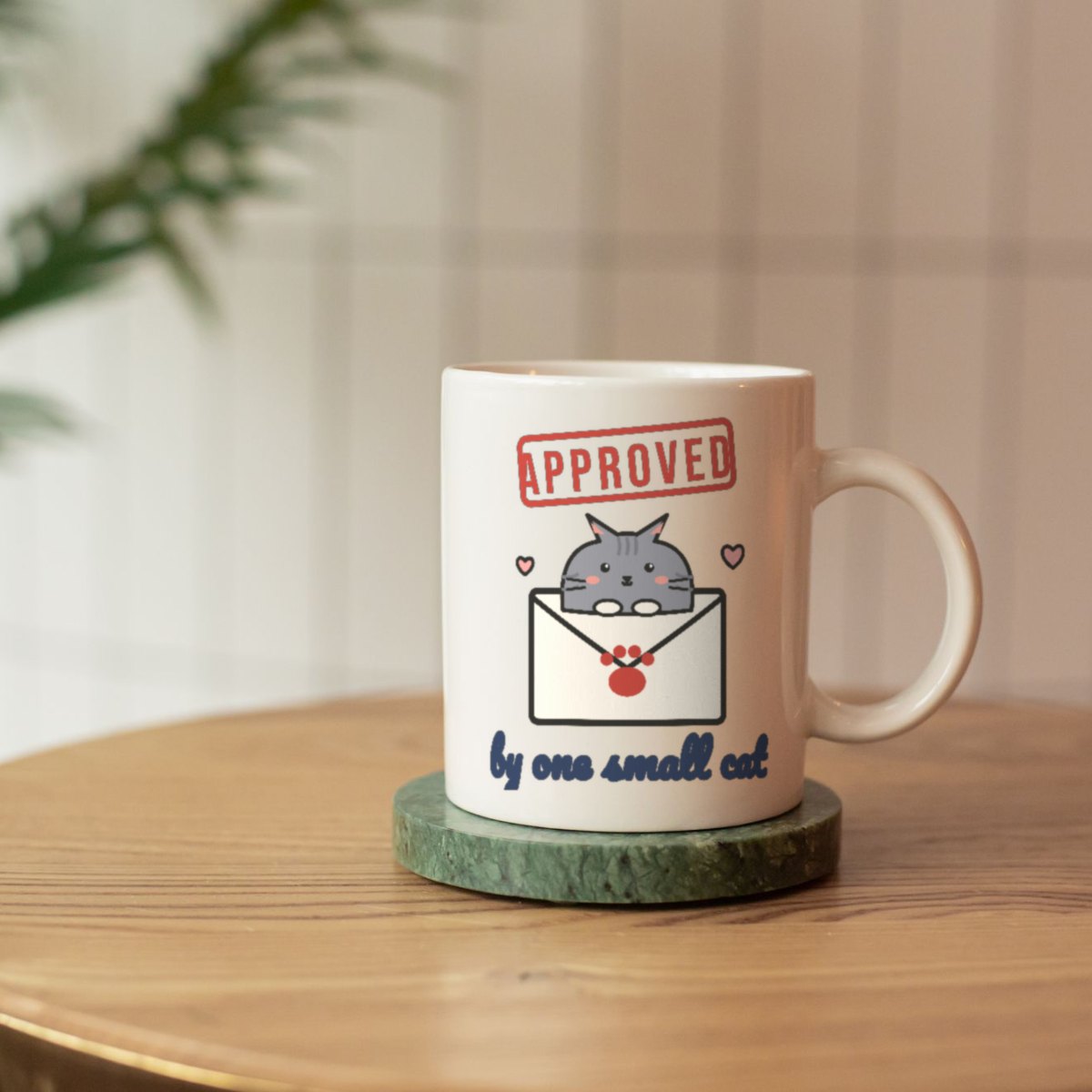 Approved by One Small Cat Mug in white