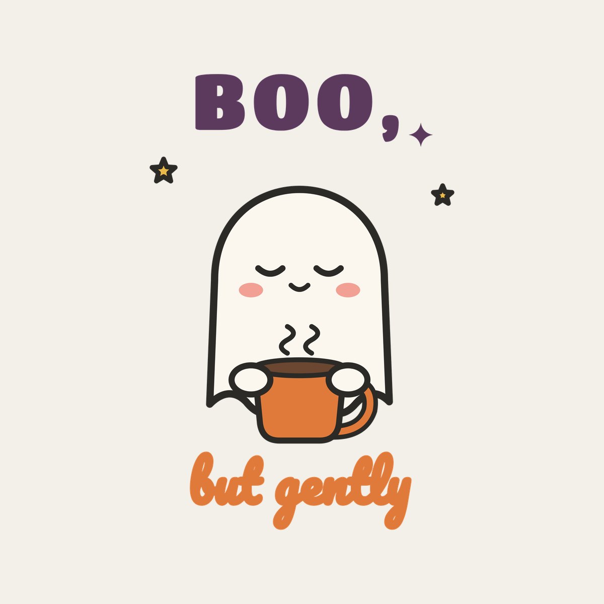 Boo, but Gently design, close up