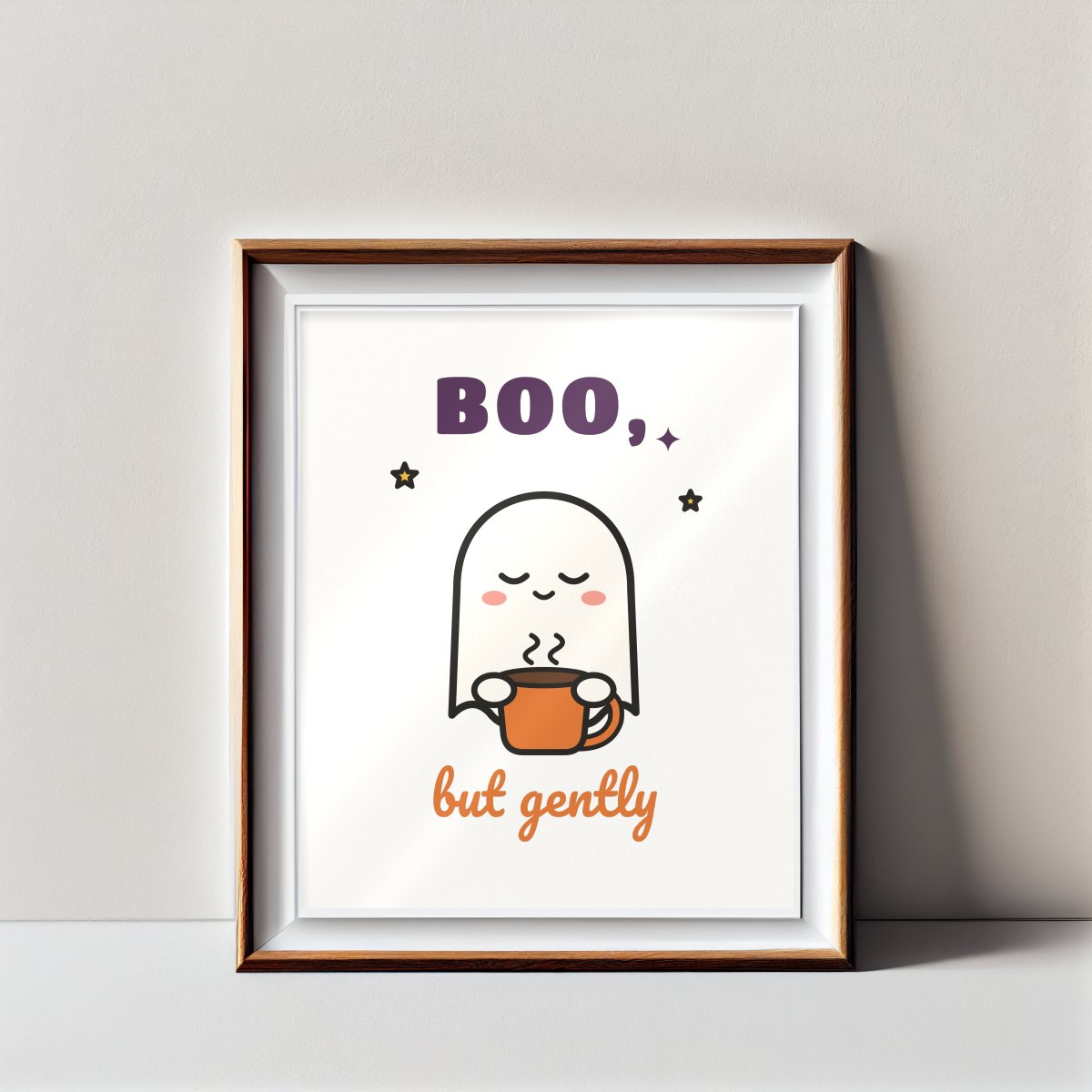Boo, but Gently Art Print in matte white