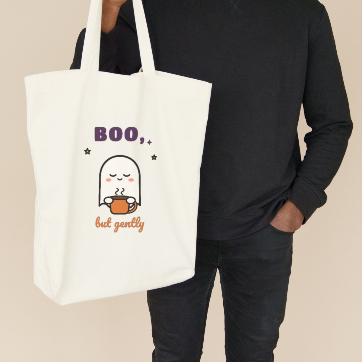 Boo, but Gently Tote Bag in natural