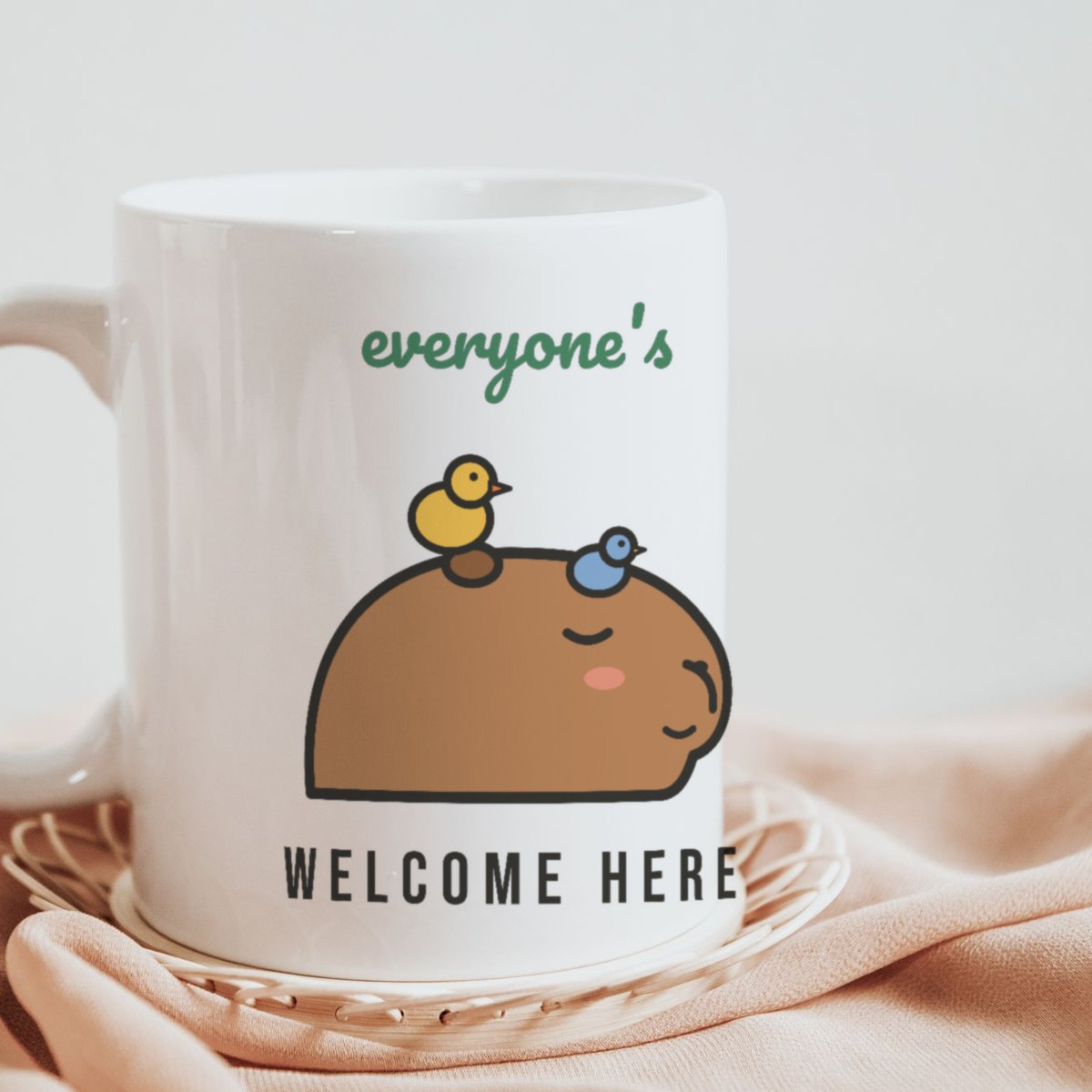Everyone's Welcome Here Mug in white