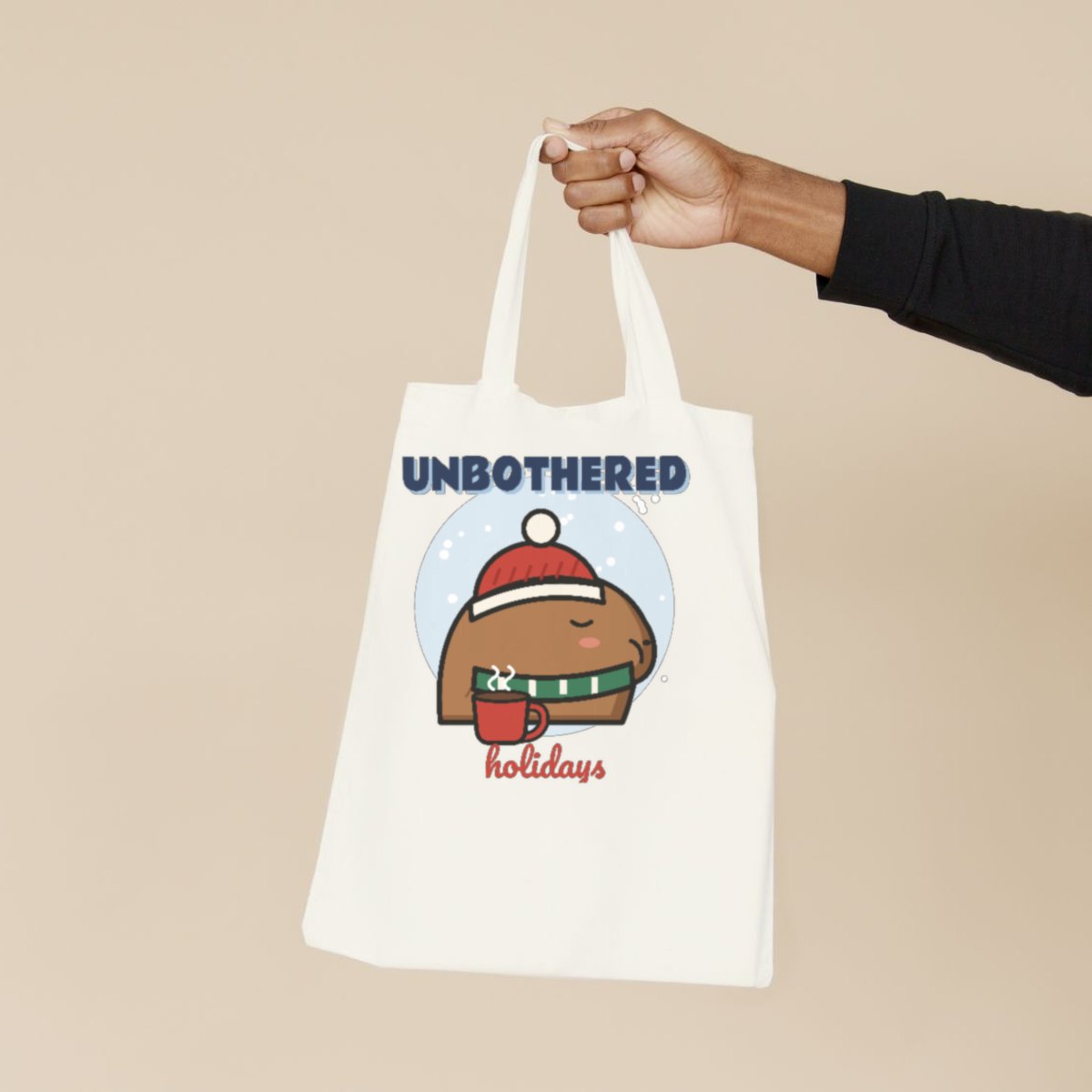 Unbothered Holidays Tote Bag in natural