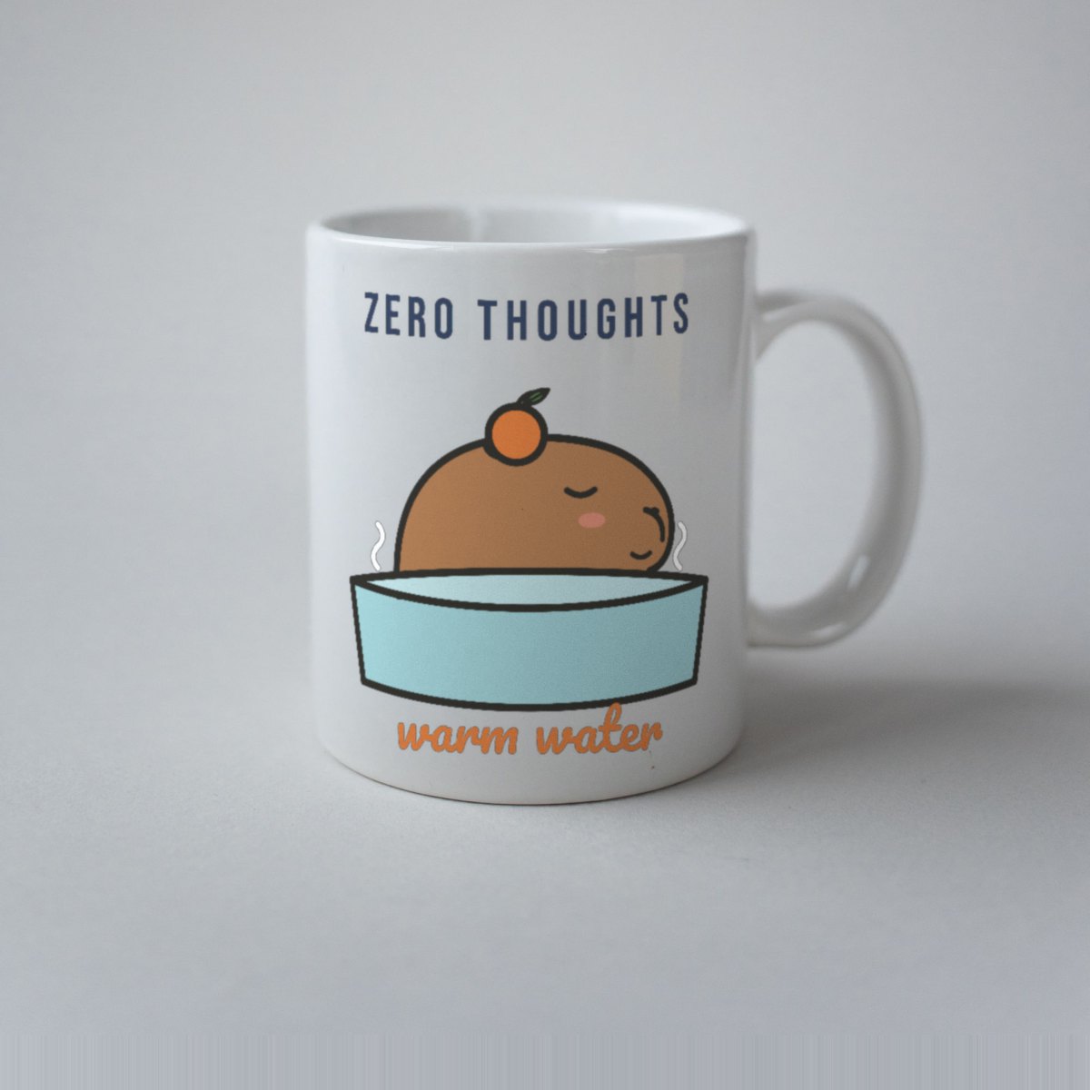 Zero Thoughts, Warm Water Mug in white