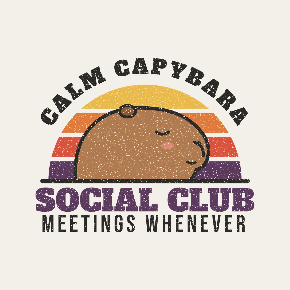 Calm Capybara Social Club design, close up