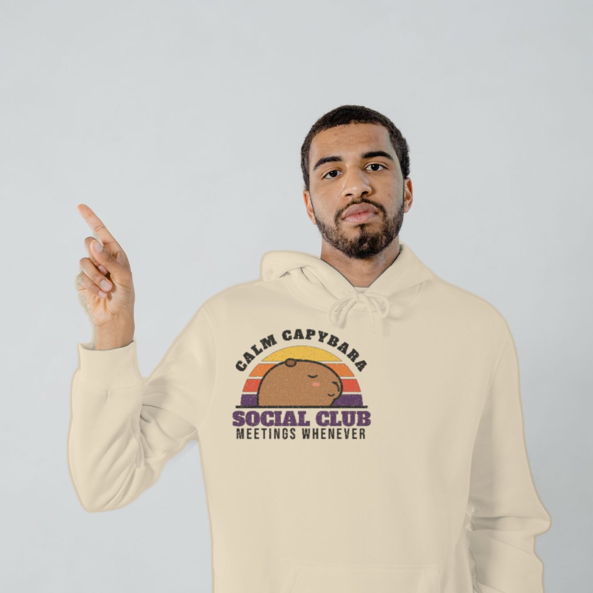 Calm Capybara Social Club Hoodie in sand