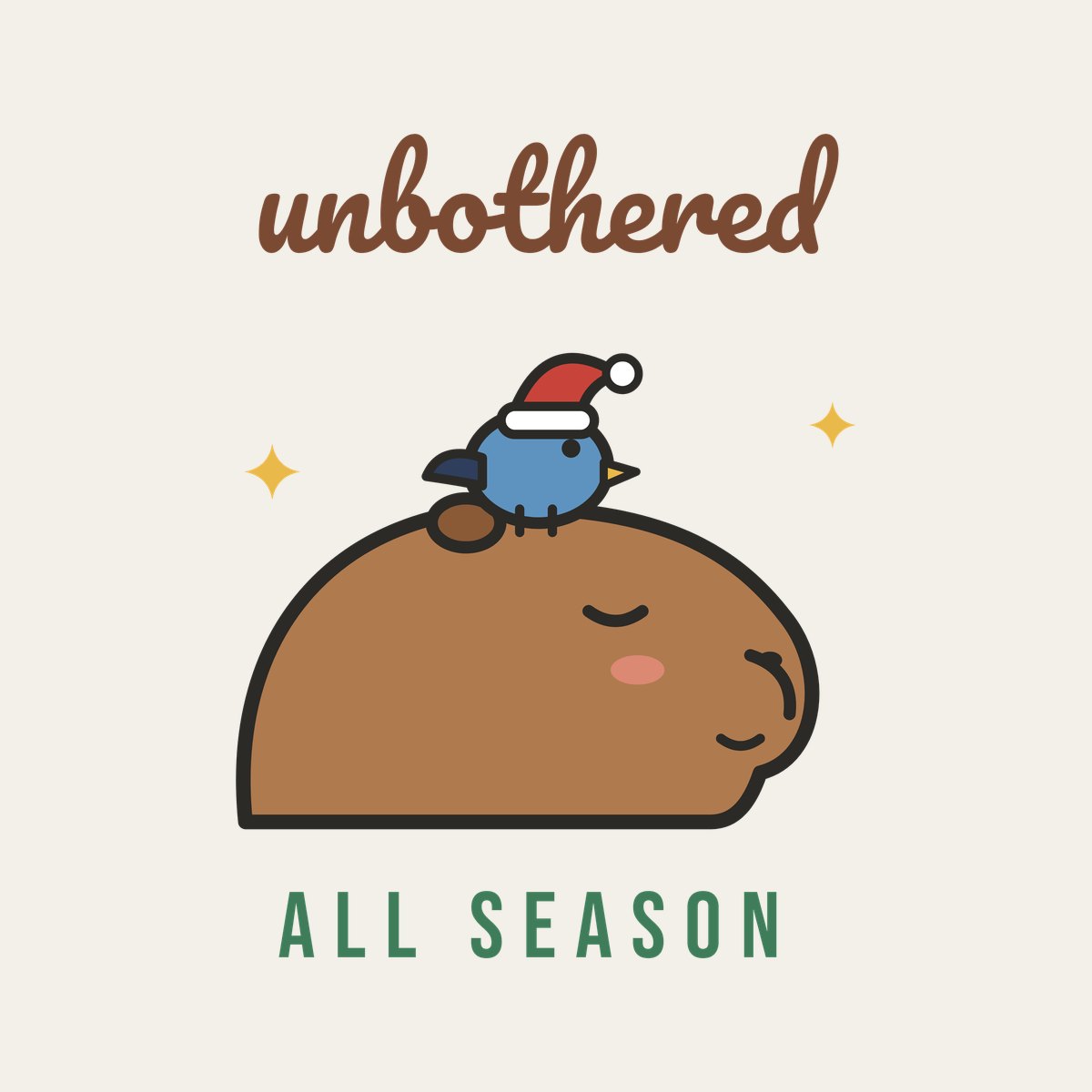 Unbothered, All Season design, close up