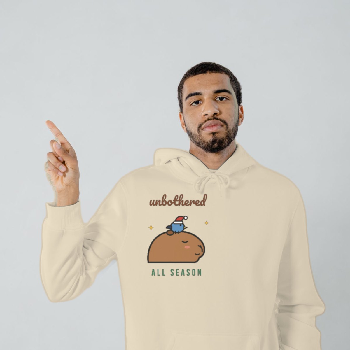 Unbothered, All Season Hoodie in sand