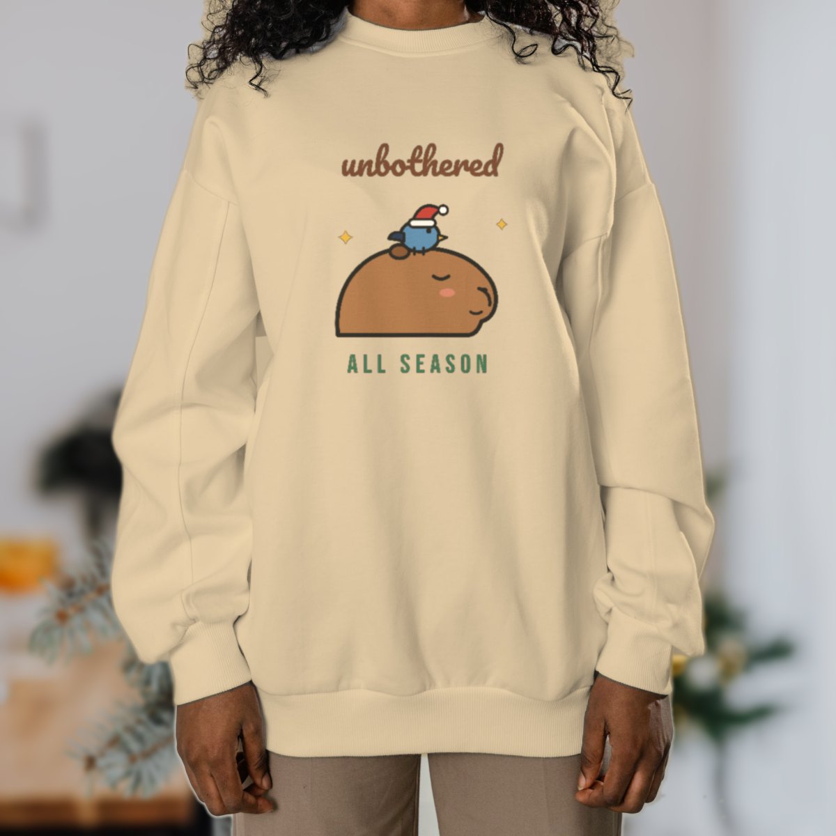 Unbothered, All Season Sweatshirt in sand