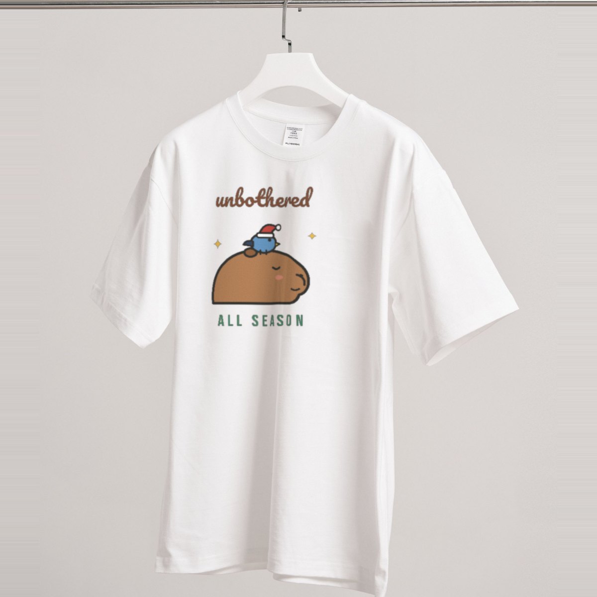 Unbothered, All Season Tee in white