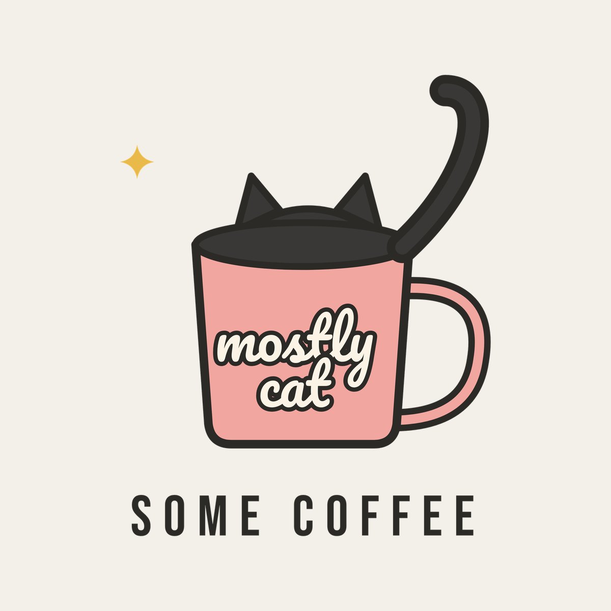 Mostly Cat, Some Coffee design, close up
