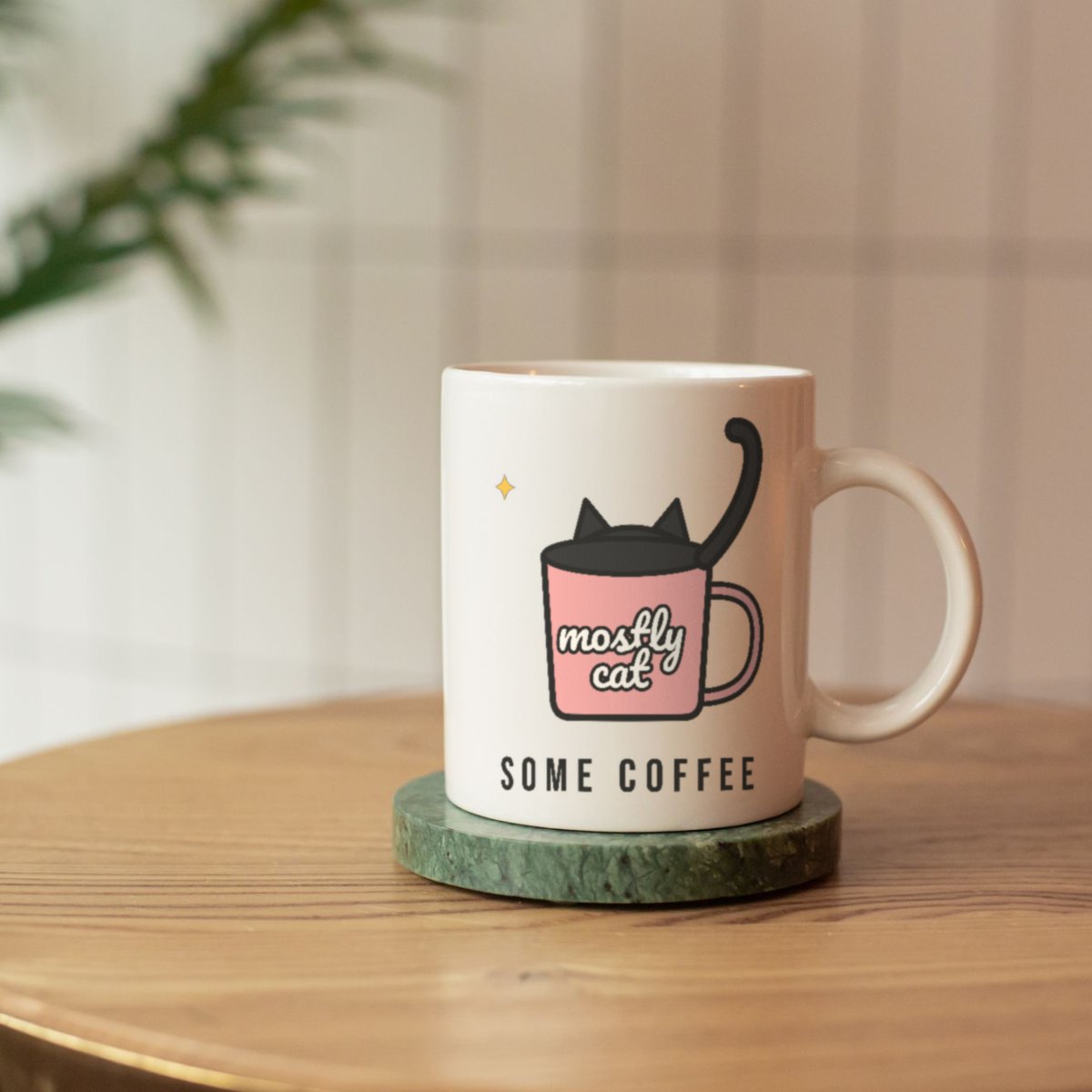 Mostly Cat, Some Coffee Mug in white