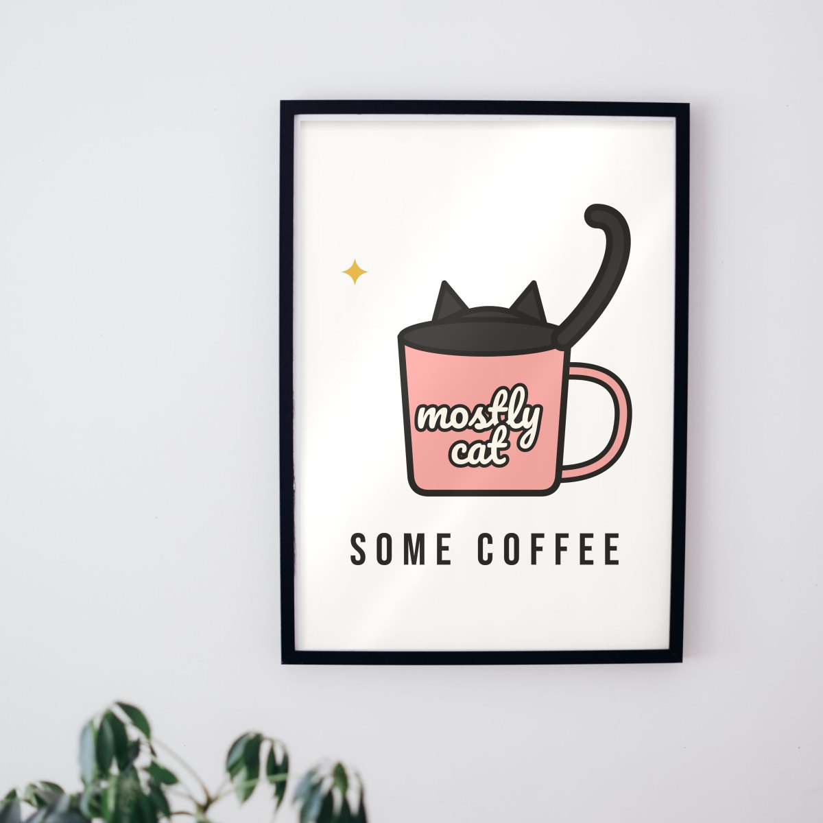 Mostly Cat, Some Coffee Art Print, photo 2