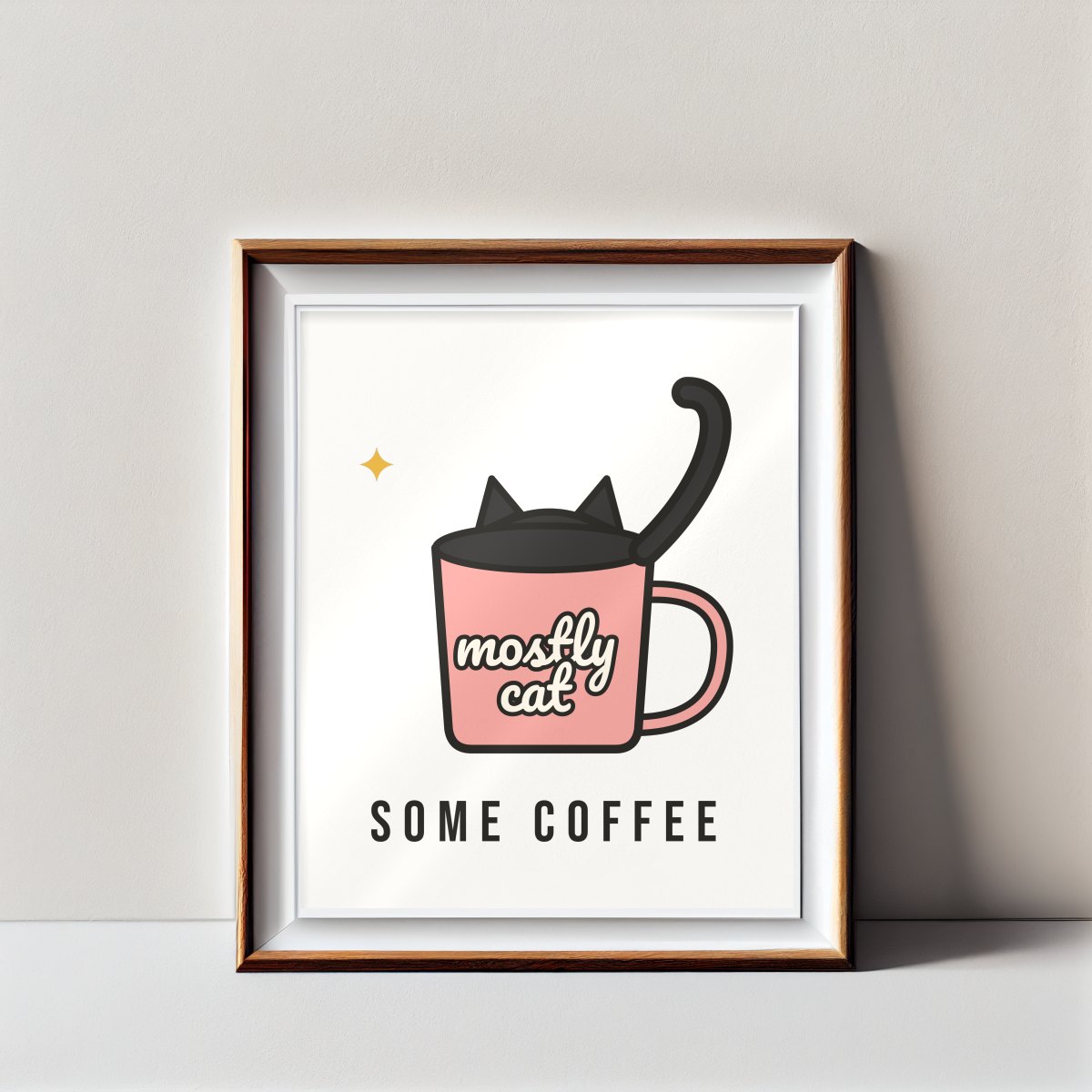 Mostly Cat, Some Coffee Art Print, photo 3