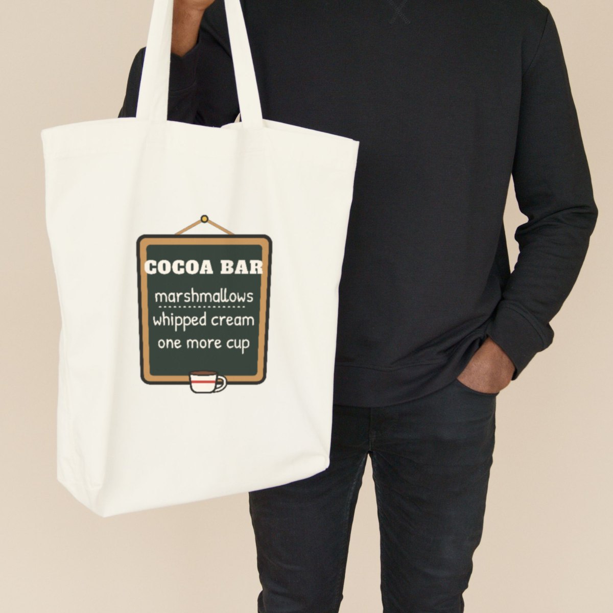 Cocoa Bar, Open Late Tote Bag in natural