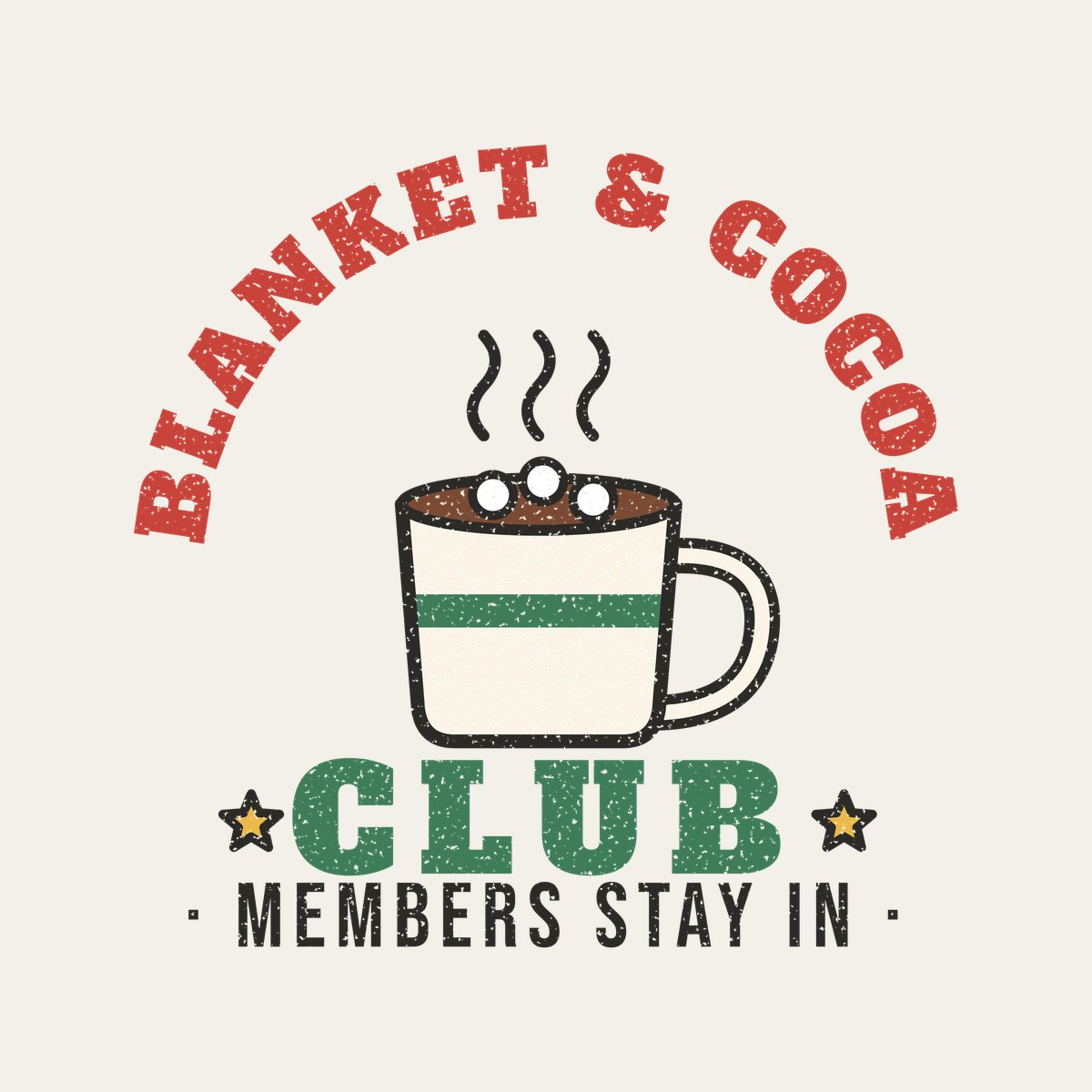 Blanket & Cocoa Club design, close up
