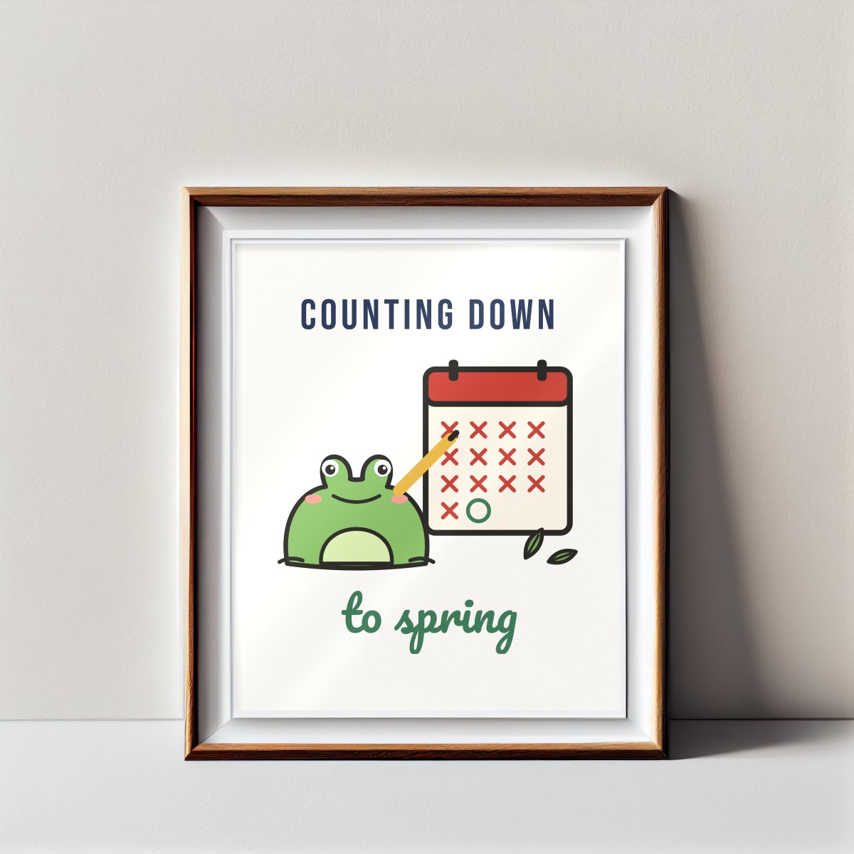 Counting Down to Spring Art Print in matte white