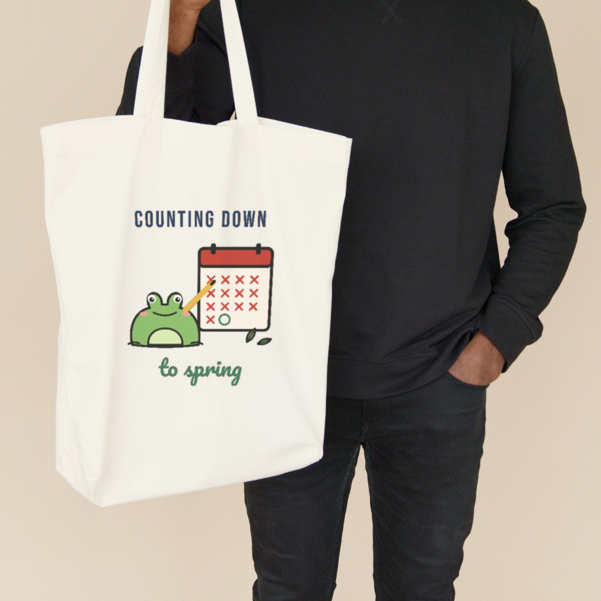 Counting Down to Spring Tote Bag in natural