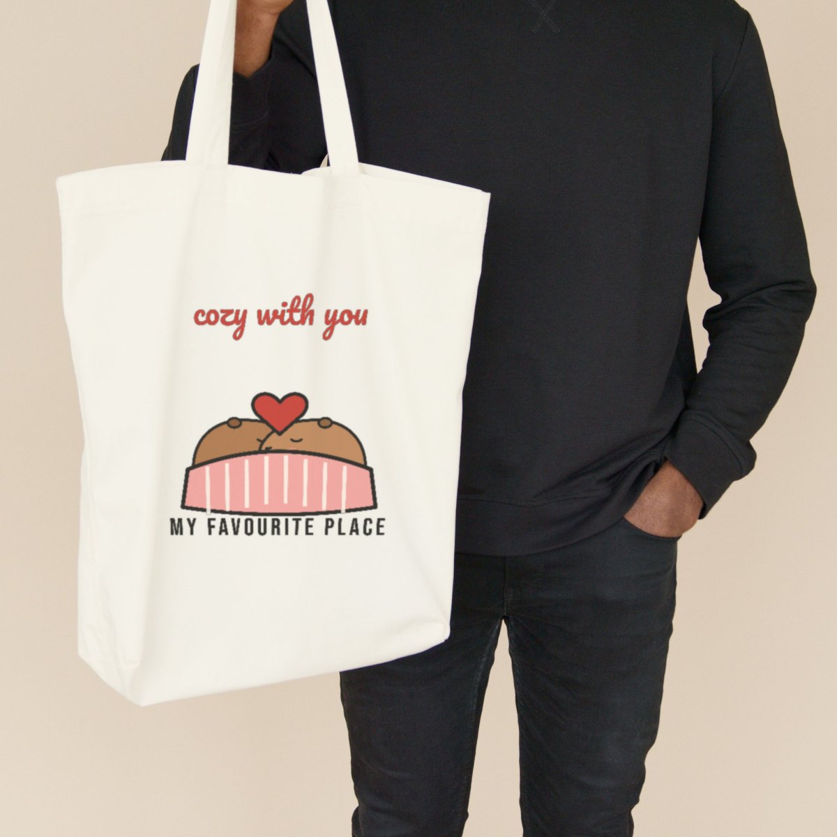 Cozy With You Tote Bag in natural