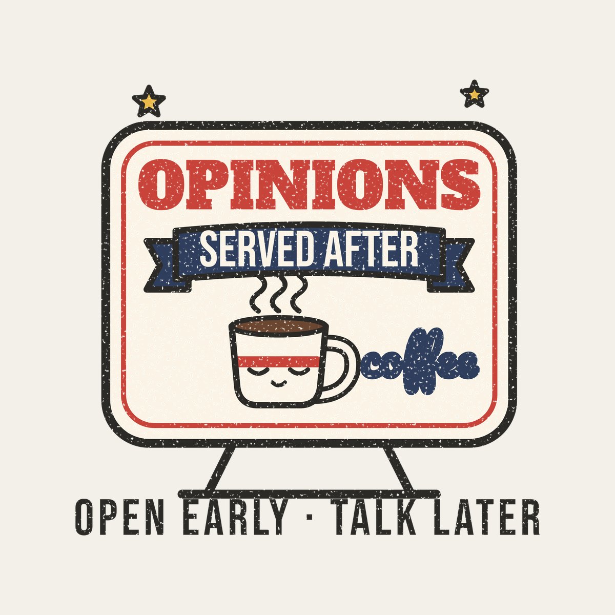 Opinions Served After Coffee design, close up