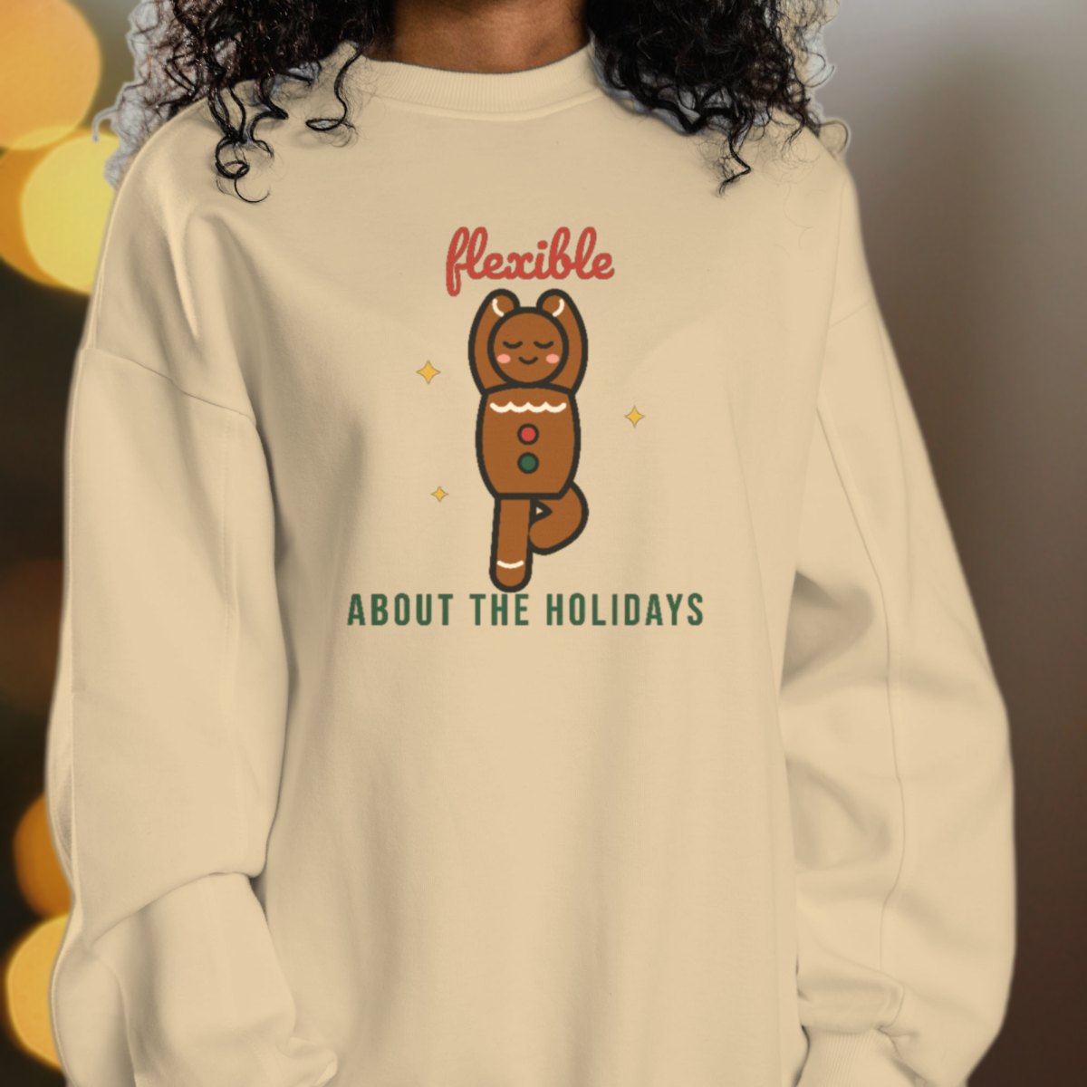 Flexible About the Holidays Sweatshirt in sand