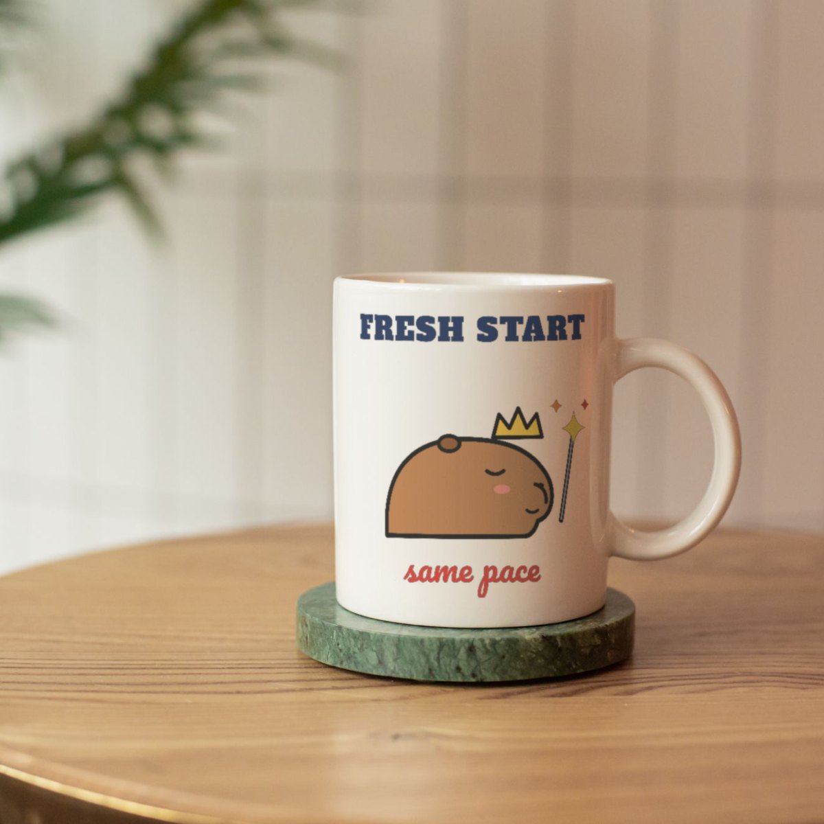 Fresh Start, Same Pace Mug in white