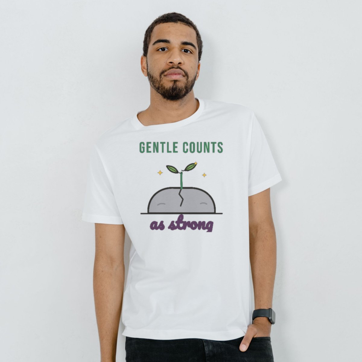 Gentle Counts as Strong Tee in white