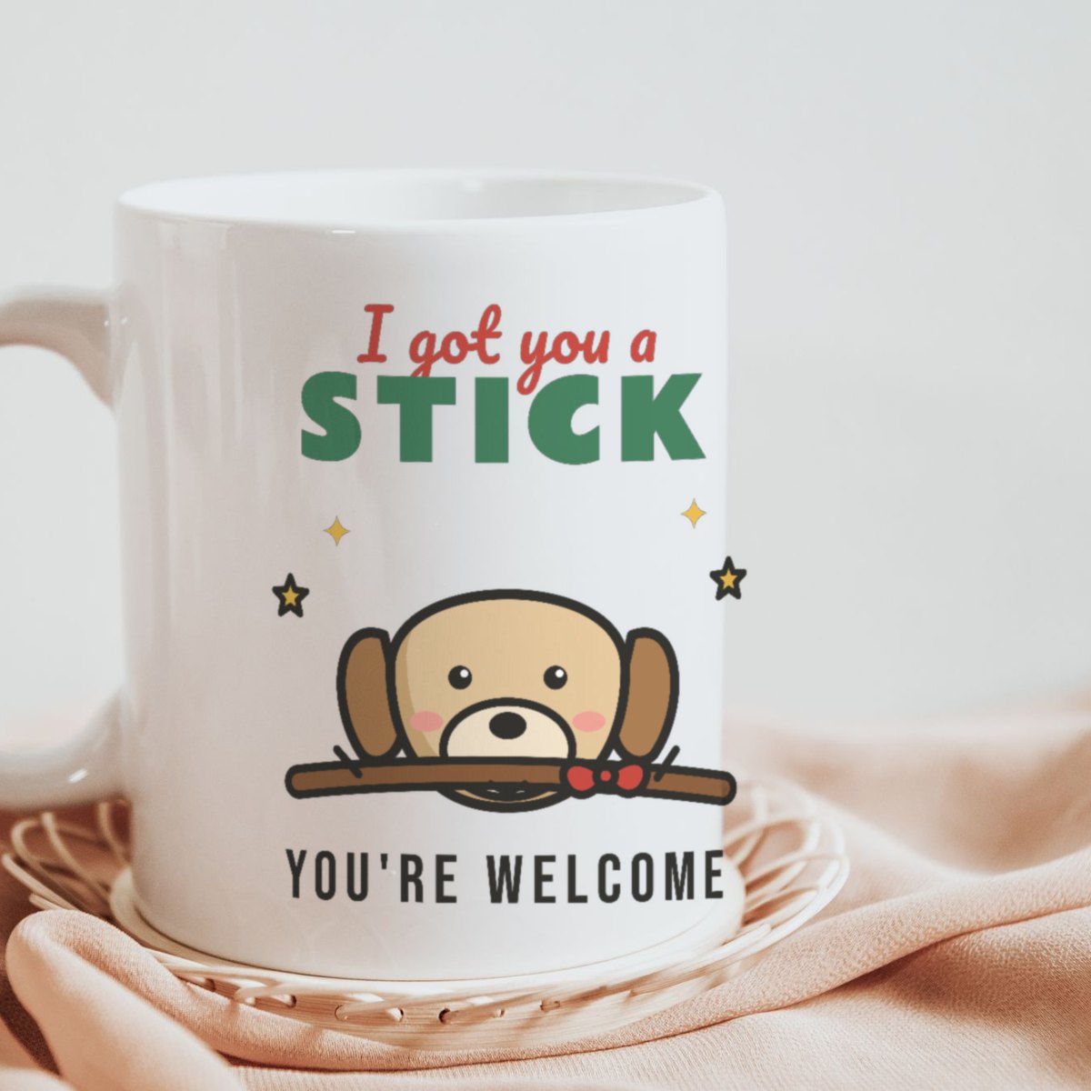 I Got You a Stick Mug in white
