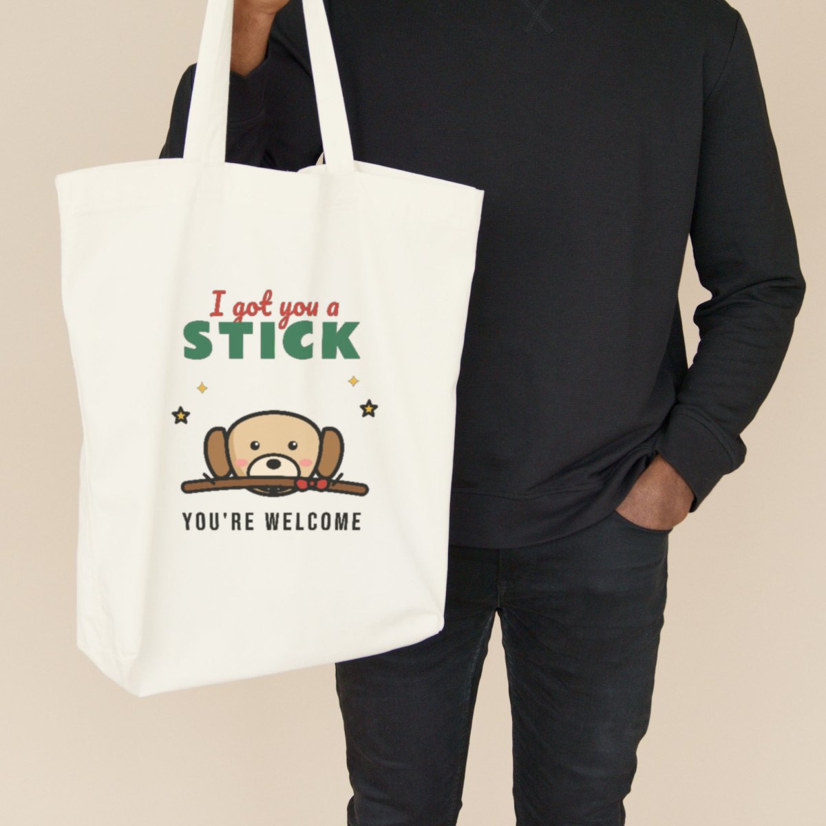 I Got You a Stick Tote Bag in natural