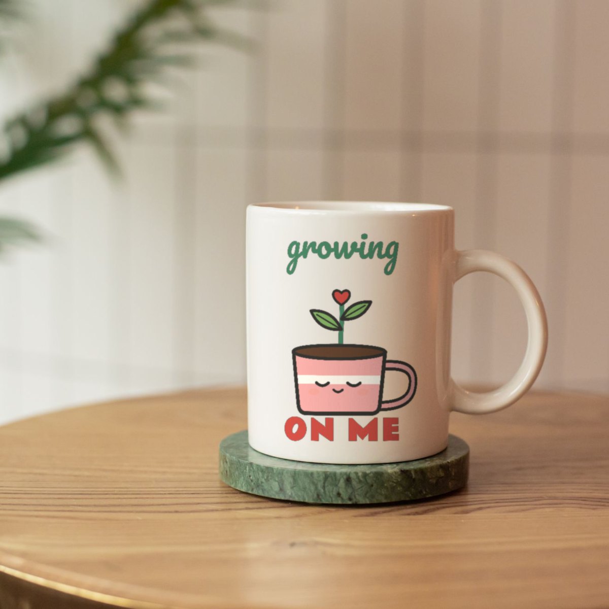 Growing on Me Mug in white