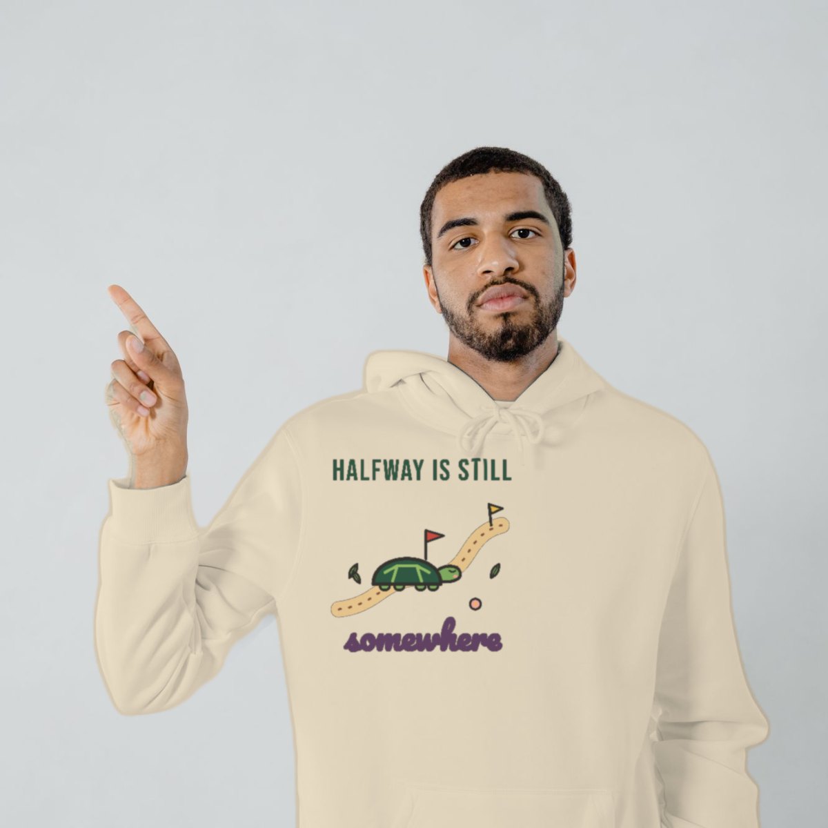 Halfway Is Still Somewhere Hoodie in sand
