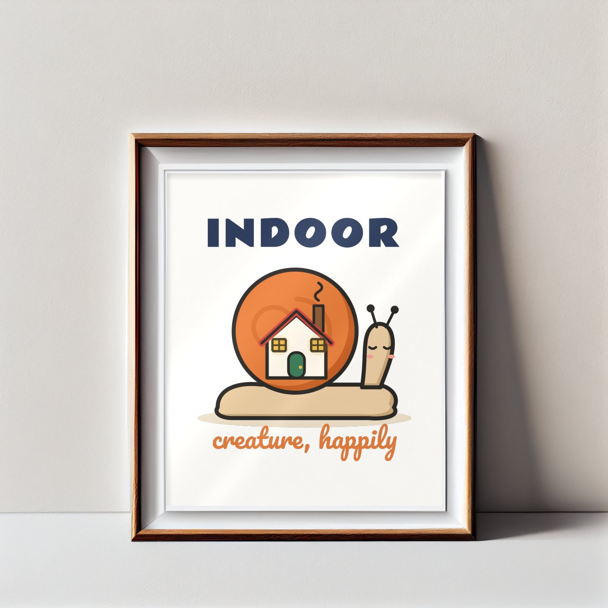 Indoor Creature, Happily Art Print in matte white