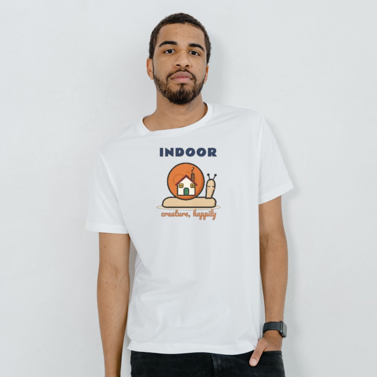 Indoor Creature, Happily Tee in white