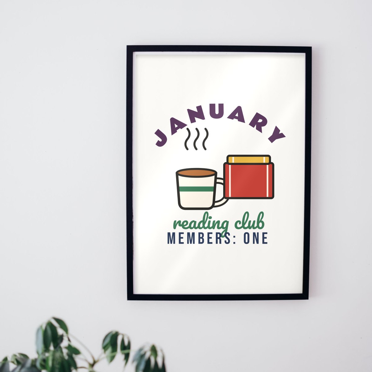 January Reading Club Art Print in matte white