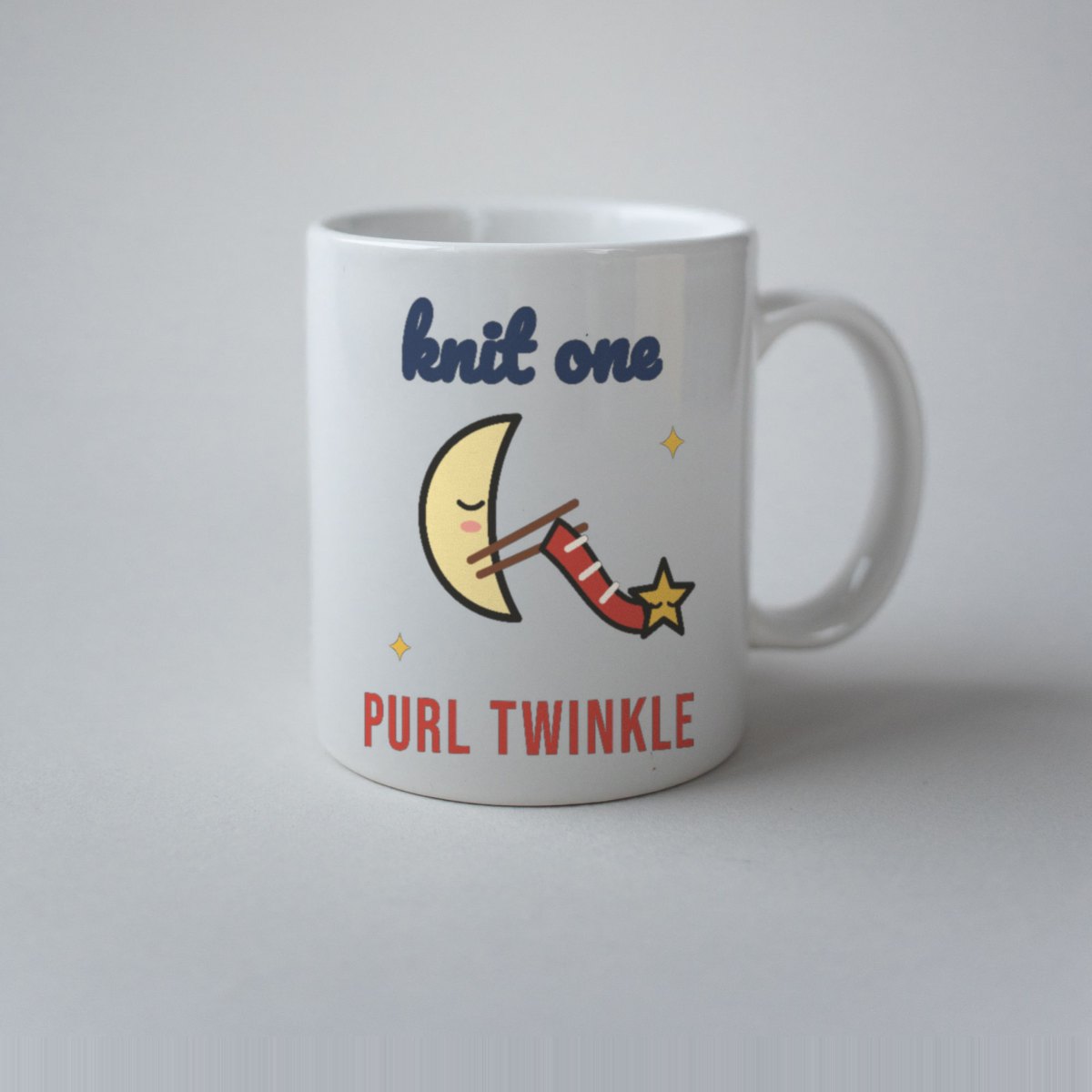 Knit One, Purl Twinkle Mug in white