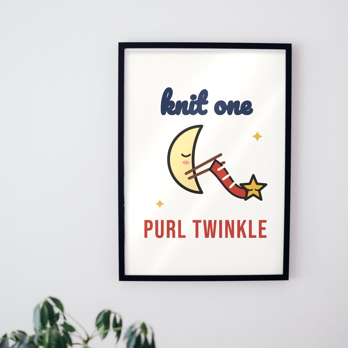 Knit One, Purl Twinkle Art Print in matte white