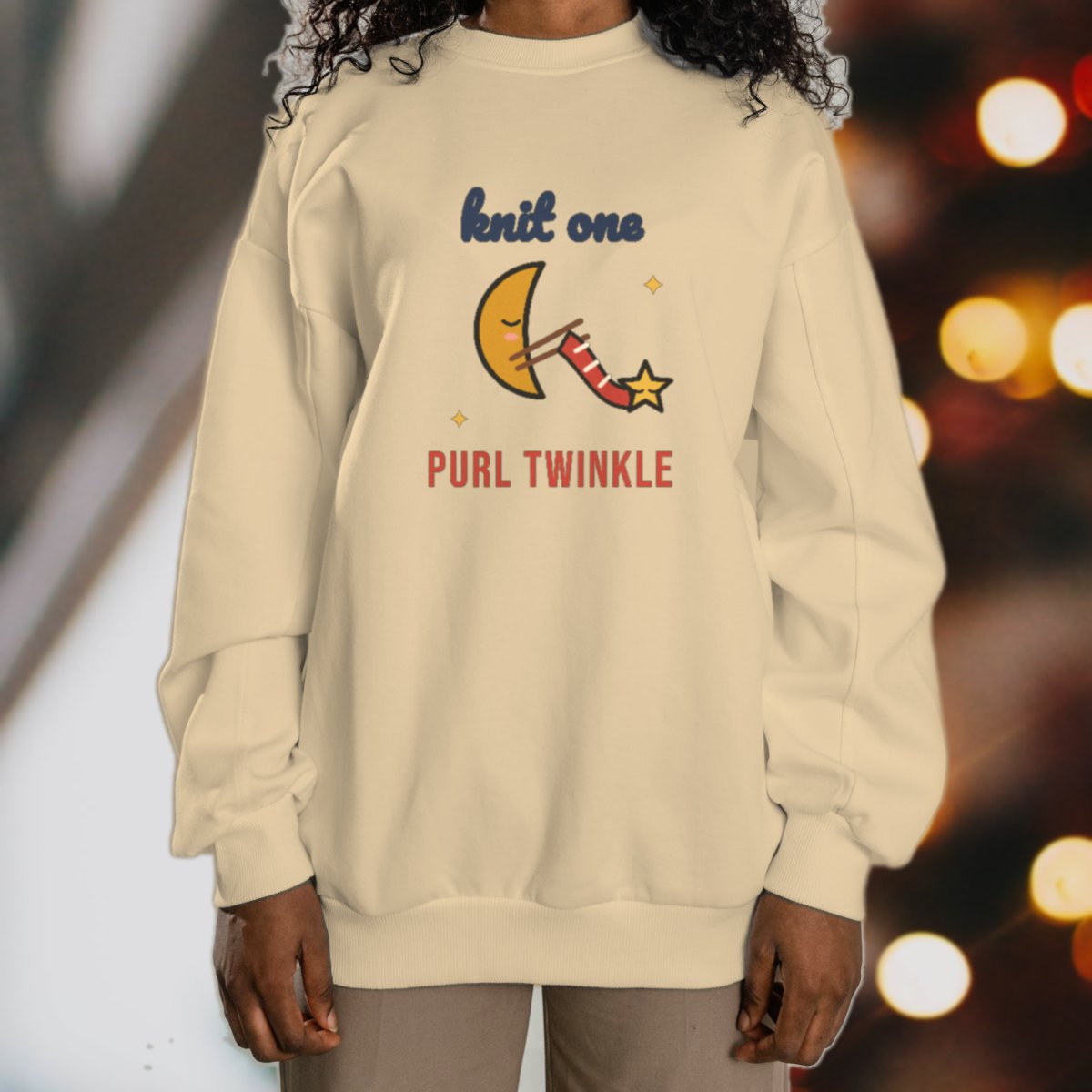Knit One, Purl Twinkle Sweatshirt in sand