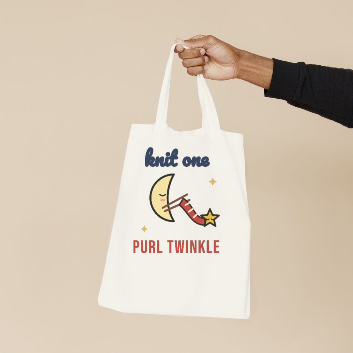 Knit One, Purl Twinkle Tote Bag in natural