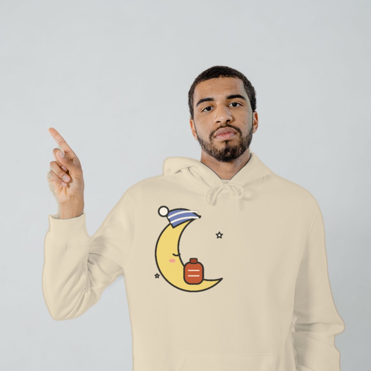 Knitted Moon Hoodie in sand