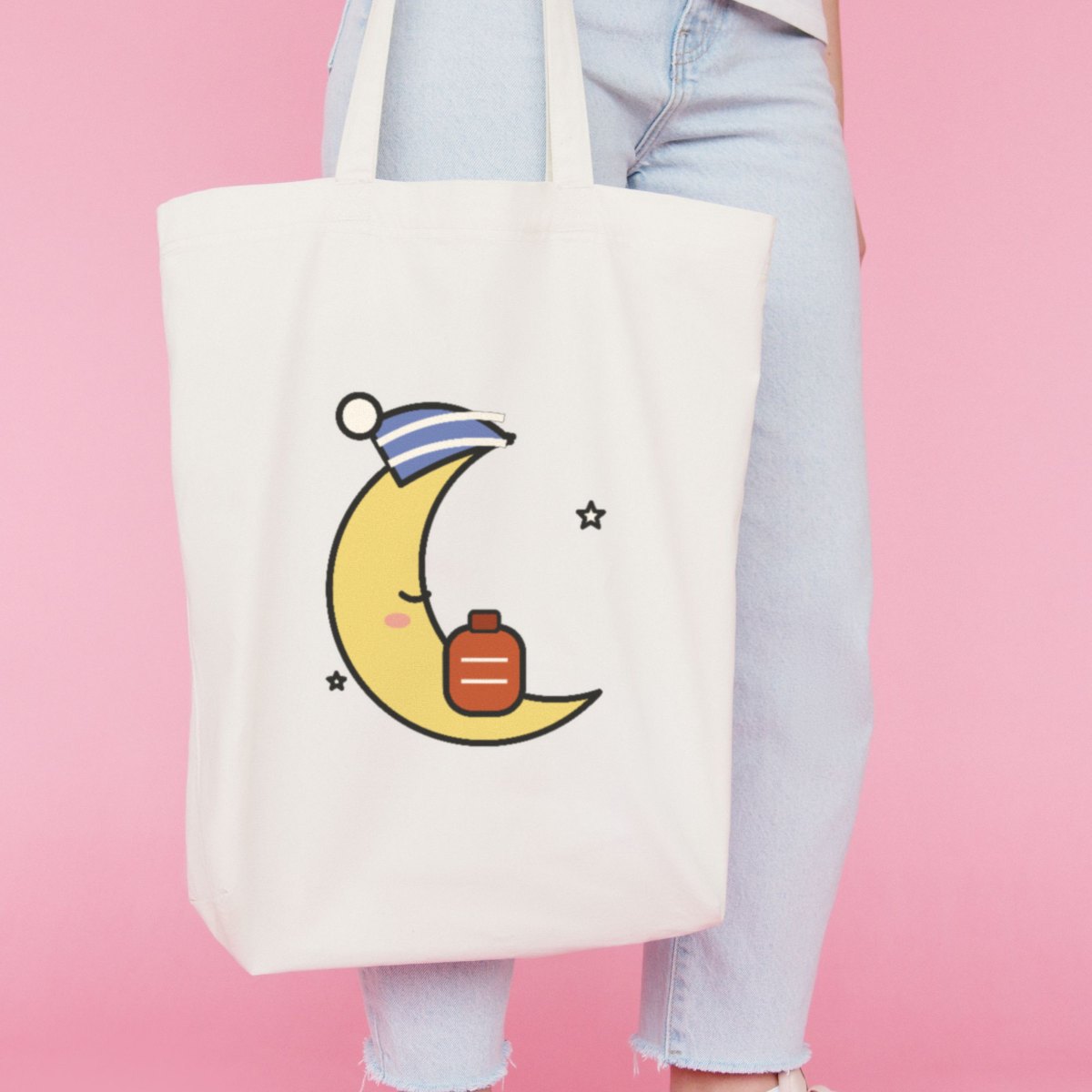 Knitted Moon Tote Bag in natural