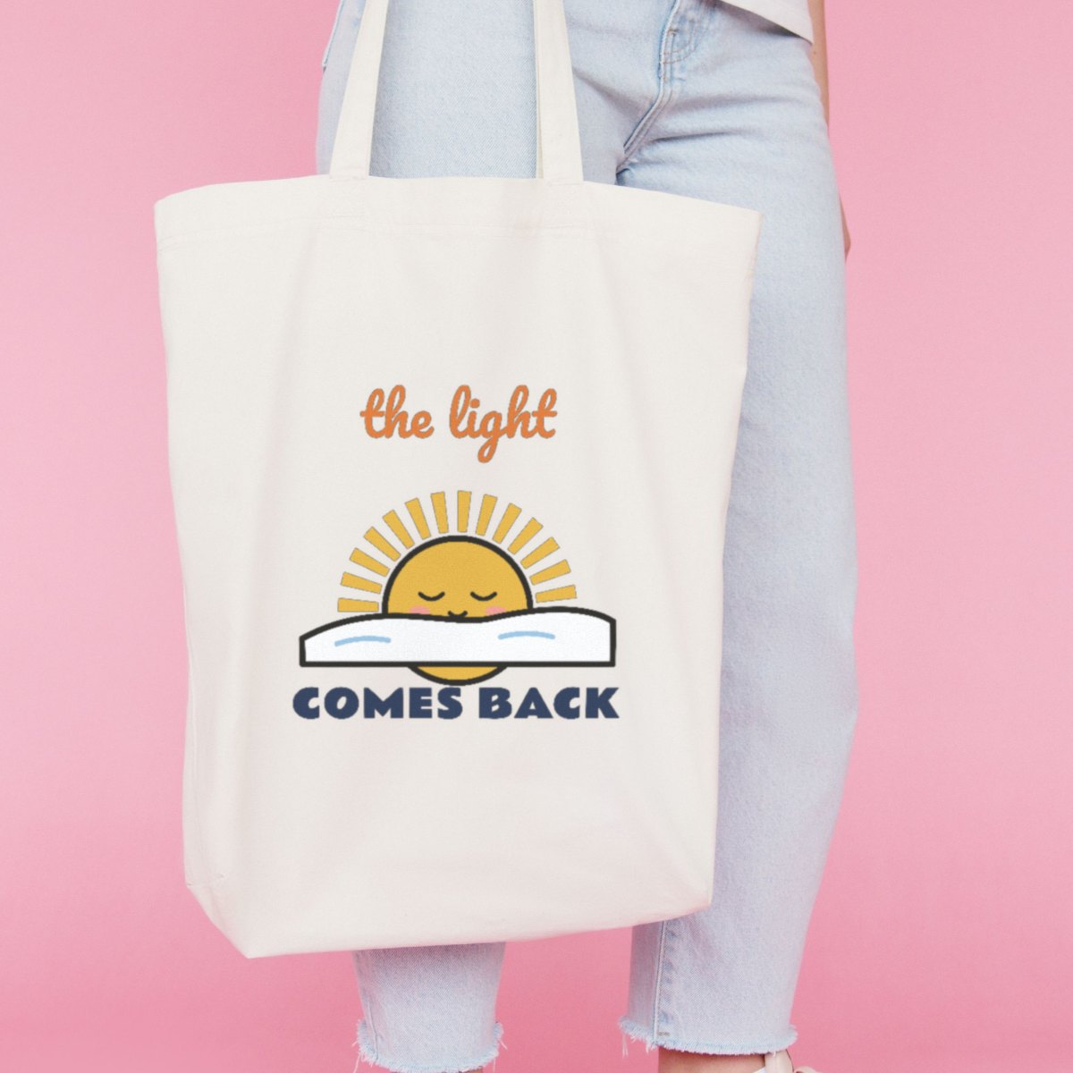 The Light Comes Back Tote Bag in natural