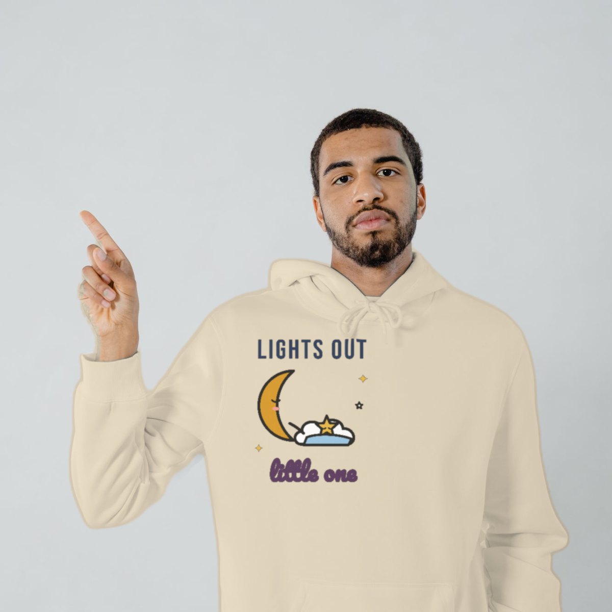 Lights Out, Little One Hoodie in sand