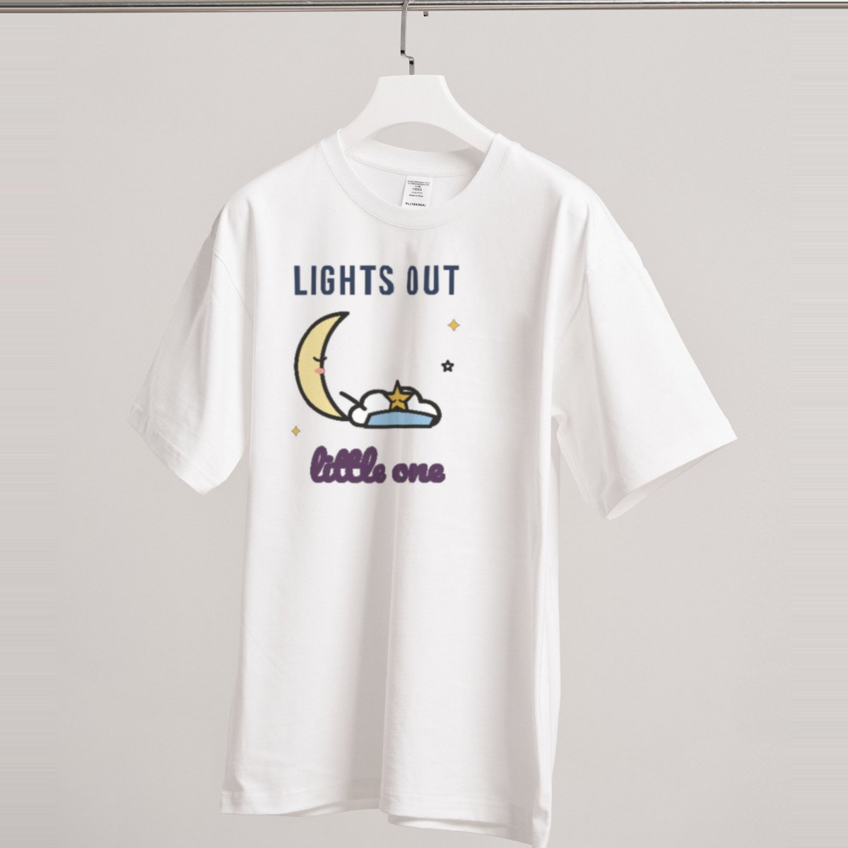 Lights Out, Little One Tee in white