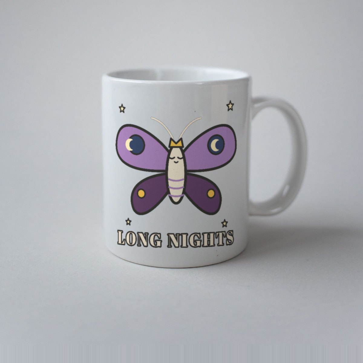 Long Night Moth Mug in white