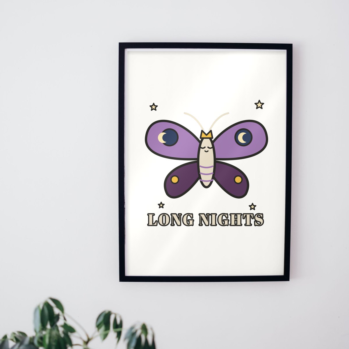 Long Night Moth Art Print in matte white