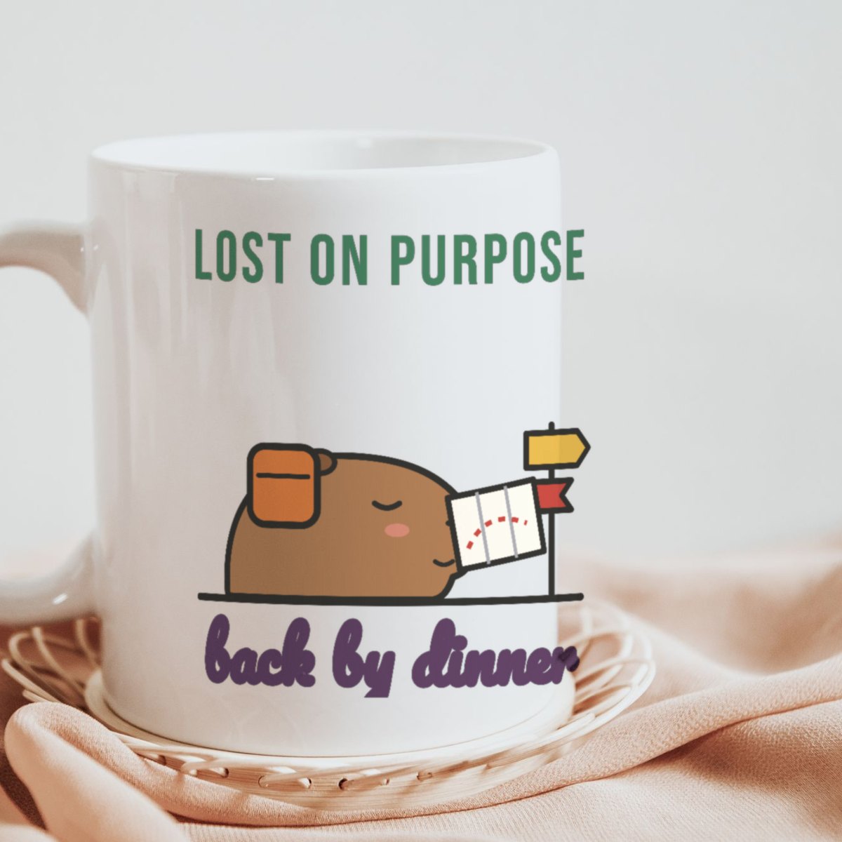 Lost on Purpose, Back by Dinner Mug in white
