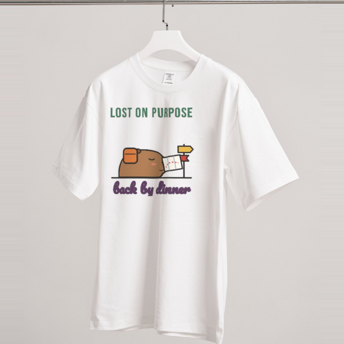 Lost on Purpose, Back by Dinner Tee in white