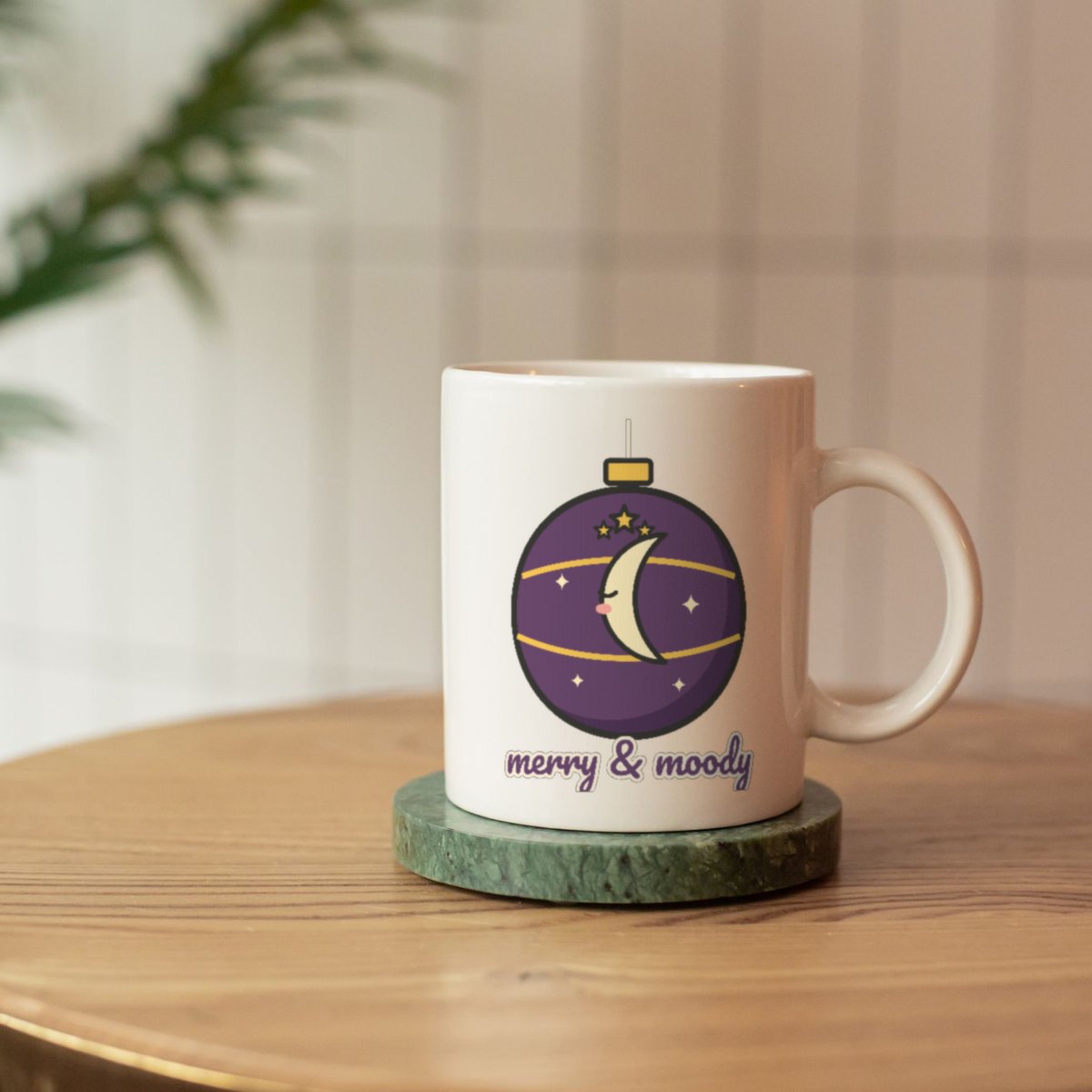 Merry and Moody Mug in white