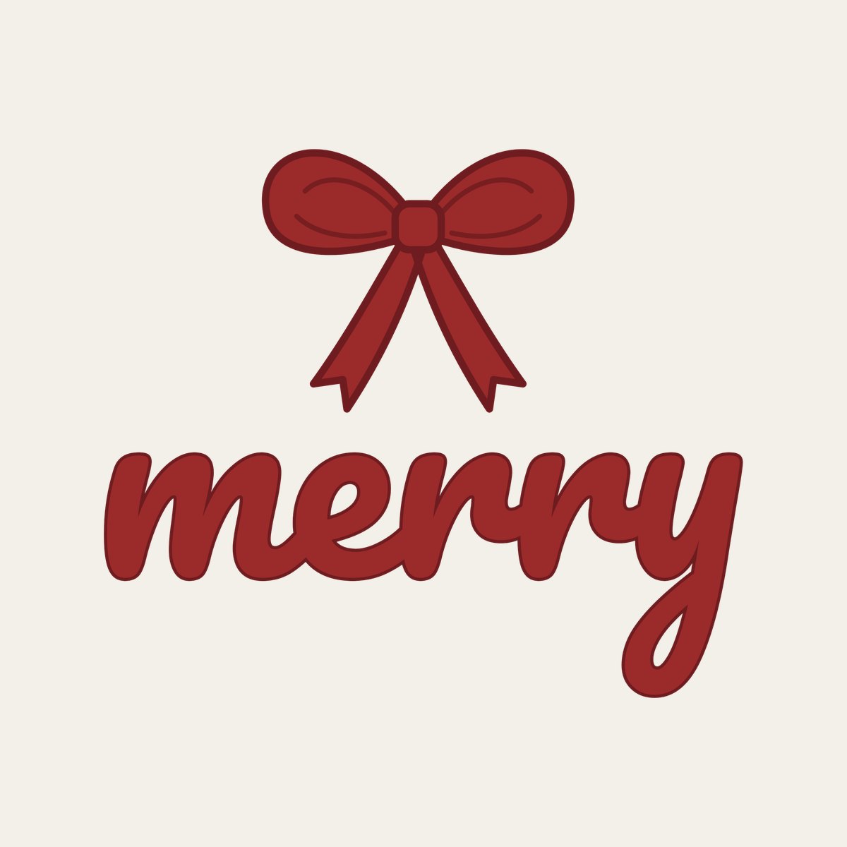 Merry, With a Bow design, close up