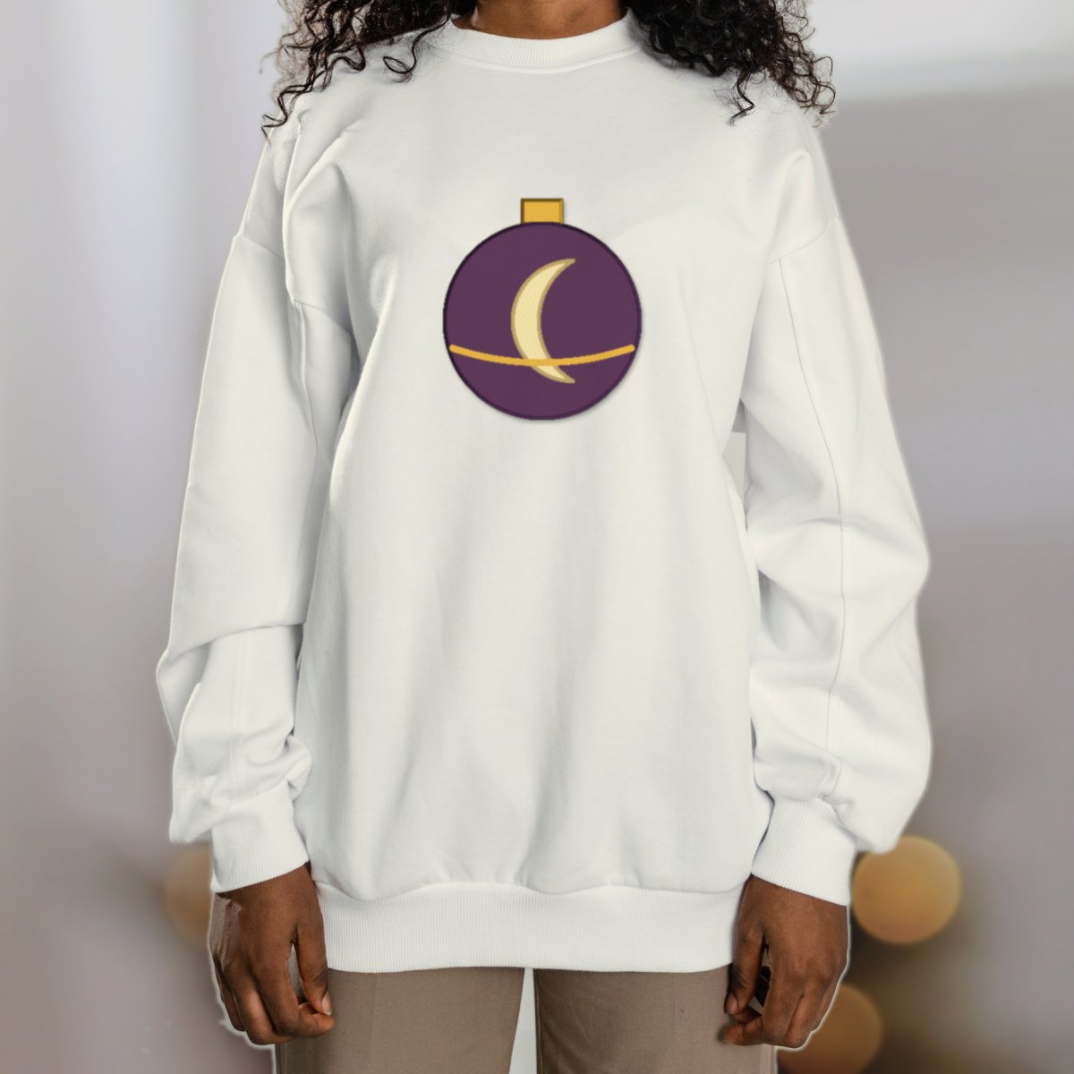Merry and Moody, Stitched Embroidered Sweatshirt in white