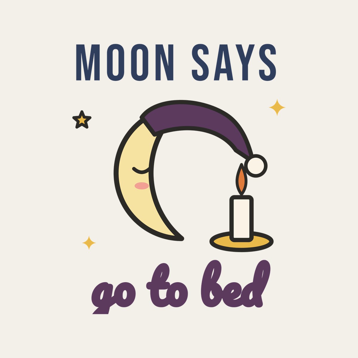 Moon Says Go to Bed design, close up